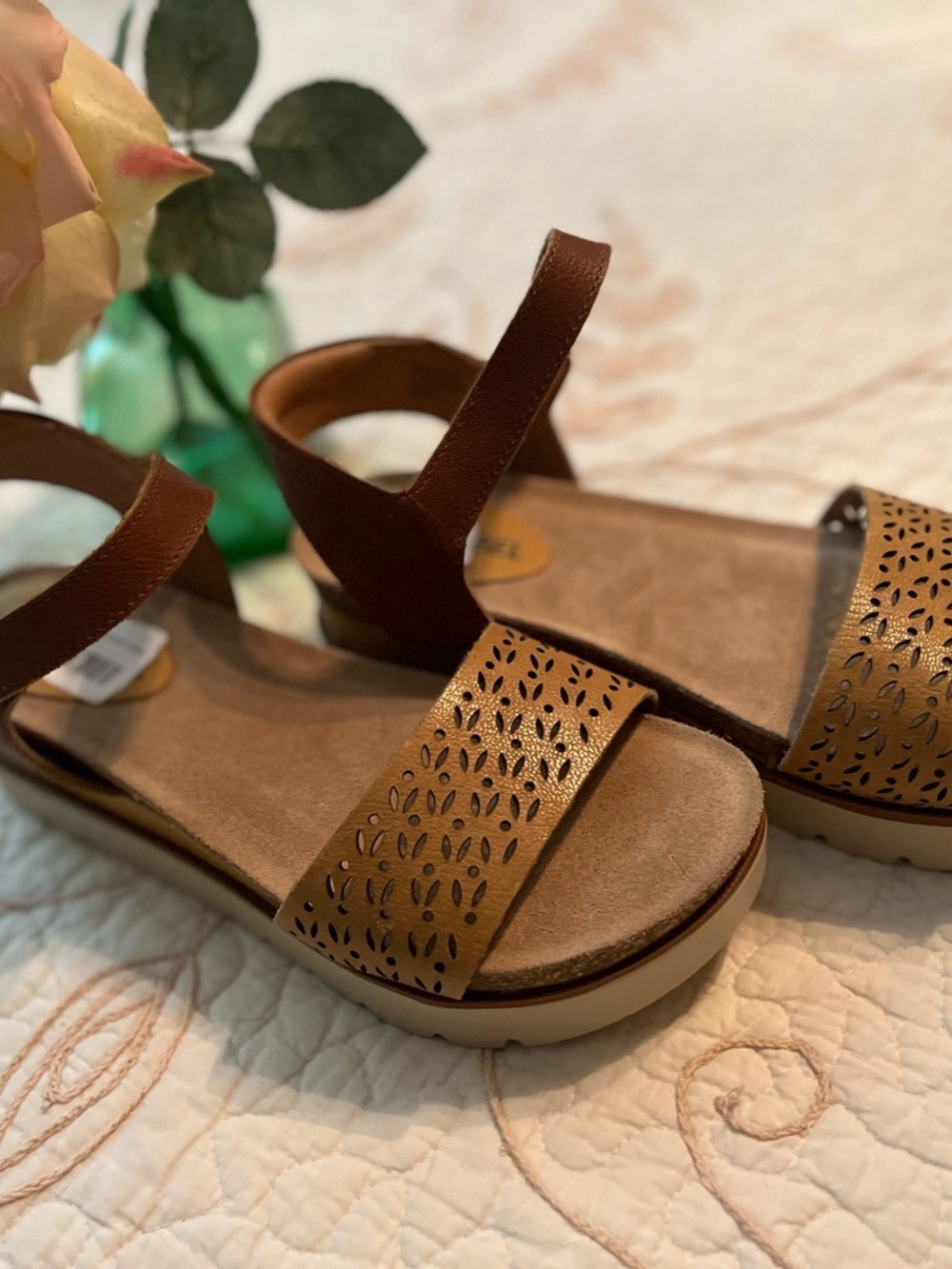Brown Laser-Cut Strap Sandals by JosefSeibel